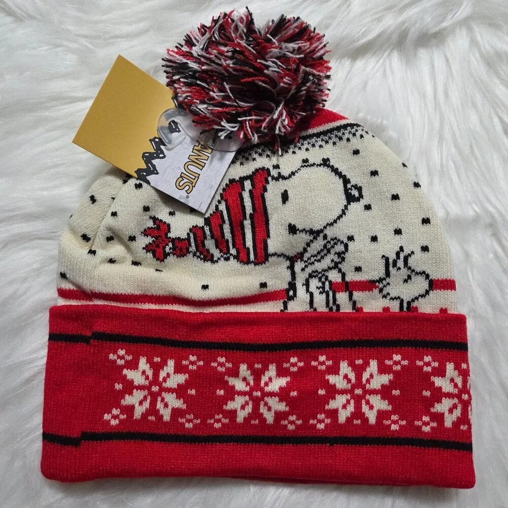 Peanuts Snoopy & Woodstock PomPom Beanie Winter Hat